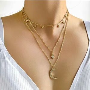 Gorgeous Star & Moon Personality Necklace NEW with tags